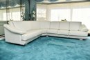 White Leather Section Sofa