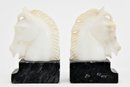 White Horse Head Marble Bookends