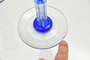 Cobalt Blue Bohemian Cut To Clear Crystal Candlesticks