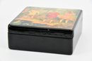 Black Lacquer Hand Painted Covered Box