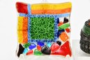 Covered Trinket Box  & Colorful Art Glass Dish