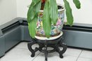 Colorful Asian Fishbowl Planter On Stand