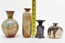 Four Drip Glaze Pottery Vases
