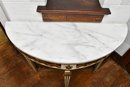 Marble Top White & Gold Demilune Table