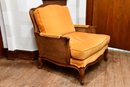 Cane Back Easy Chair With Velvet Cushions