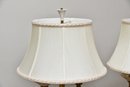 Pair Of Quoizel Brass Table Lamps (tested And Working)