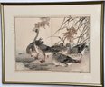 Imao Keinen - (1845-1923) Wild Geese & Reeds Wood Block Print