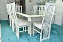Post Modern Mirrored Top Dining Table With 8 Matching Chairs