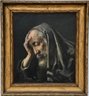 Rabbi Studying By Alfred Lakos Oil Painting In Gold Frame