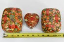 Trio Of Floral Lidded Boxes