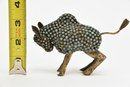 Vintage Nepaleese Inalid Turquoise Brass Bison