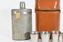 Vintage Flask Collection With Shot Glasses
