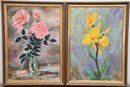 Two Floral Paintings On Board