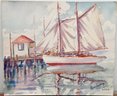 Sail Boat Watercolor Signed Henri Laussucq
