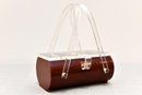 Art Deco Handbag With Lucite Floral Top And Brown Body