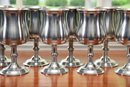 Set Of 12 English Pewter Drinking Goblets