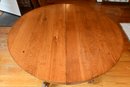Vintage Oak Clawfoot Dining Table With Two Leaves