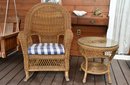 Wicker Rocking Chair With Matching Round Side Table