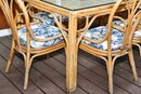 Rattan With Glass Top And 8 Matching Chairs
