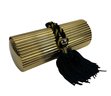 Lacome 1980s Gold Metal Tassel Minaudiere Evening Bag