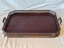 Antique Sterling Silver, Mahogany, Ball And Claw-Footed Serving Tray