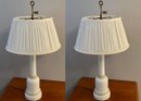 Pair Of Vintage White Ceramic Table Lamps