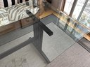 Beveled Glass Top Dining Table With Black Wooden Base