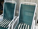 Green And White Lounge Chairs - A Pair