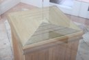 Glass Top Center Table On Wooden Pedestal