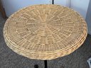 Round Wicker Side Table With Metal Legs