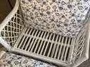 White Wicker Arm Chair And Ottoman