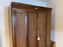 MCM Wicker And Walnut Armoire By American Of Martinsville