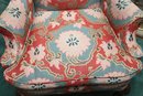 Upholstered Bold Floral Chair With Wood Legs