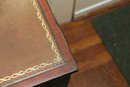 Antique English Georgian Style Mahogany Leather Inlaid Table