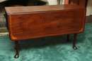 Banded Mahogany Drop Leaf Console Table