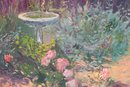Hand Painted Acrylic Garden Birdbath Painting Signed By Artist