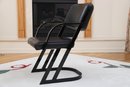 Milo Baughman Style Black Cantilever Arm Chairs