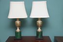 Green Faux Marble And Gold Table Lamps