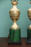 Green Faux Marble And Gold Table Lamps
