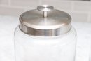 Pair Of Glass Canisters With Stainless Steel Lids