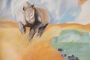 Betsy Fowler Signed Lithograph Running Rhino