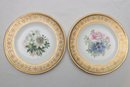 Pair Of Floral And Gold Leaf Display Plates