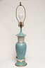 Chinese Asian Celadon Crackle Porcelain Table Lamp