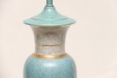 Chinese Asian Celadon Crackle Porcelain Table Lamp