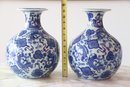 Blue And White Vases - A Pair