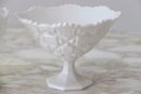 Milk Glass Covered Dish And Pedestal Bowl