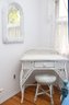 White Wicker Vanity Table With Mirror And Stool