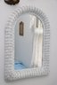 White Wicker Vanity Table With Mirror And Stool