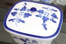 Blue And White Floral Covered Dish From Portugal
