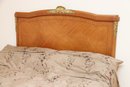 French Marquetry Queen Headboard With Brass Accents